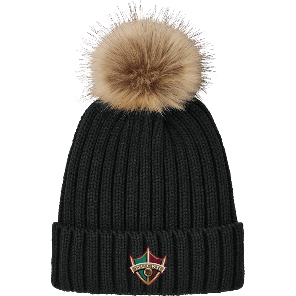 Delaware Ducks Faux Fur Pom Beanie