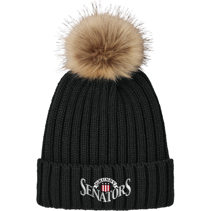 Grundy Senators Faux Fur Pom Beanie