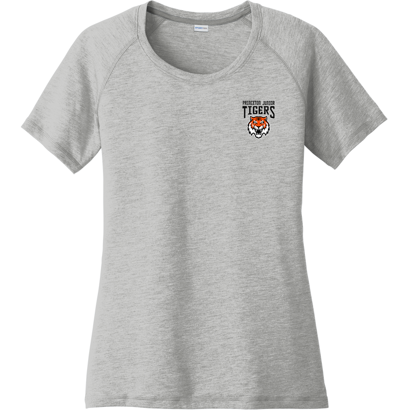 Princeton Jr. Tigers Ladies PosiCharge Tri-Blend Wicking Scoop Neck Raglan Tee